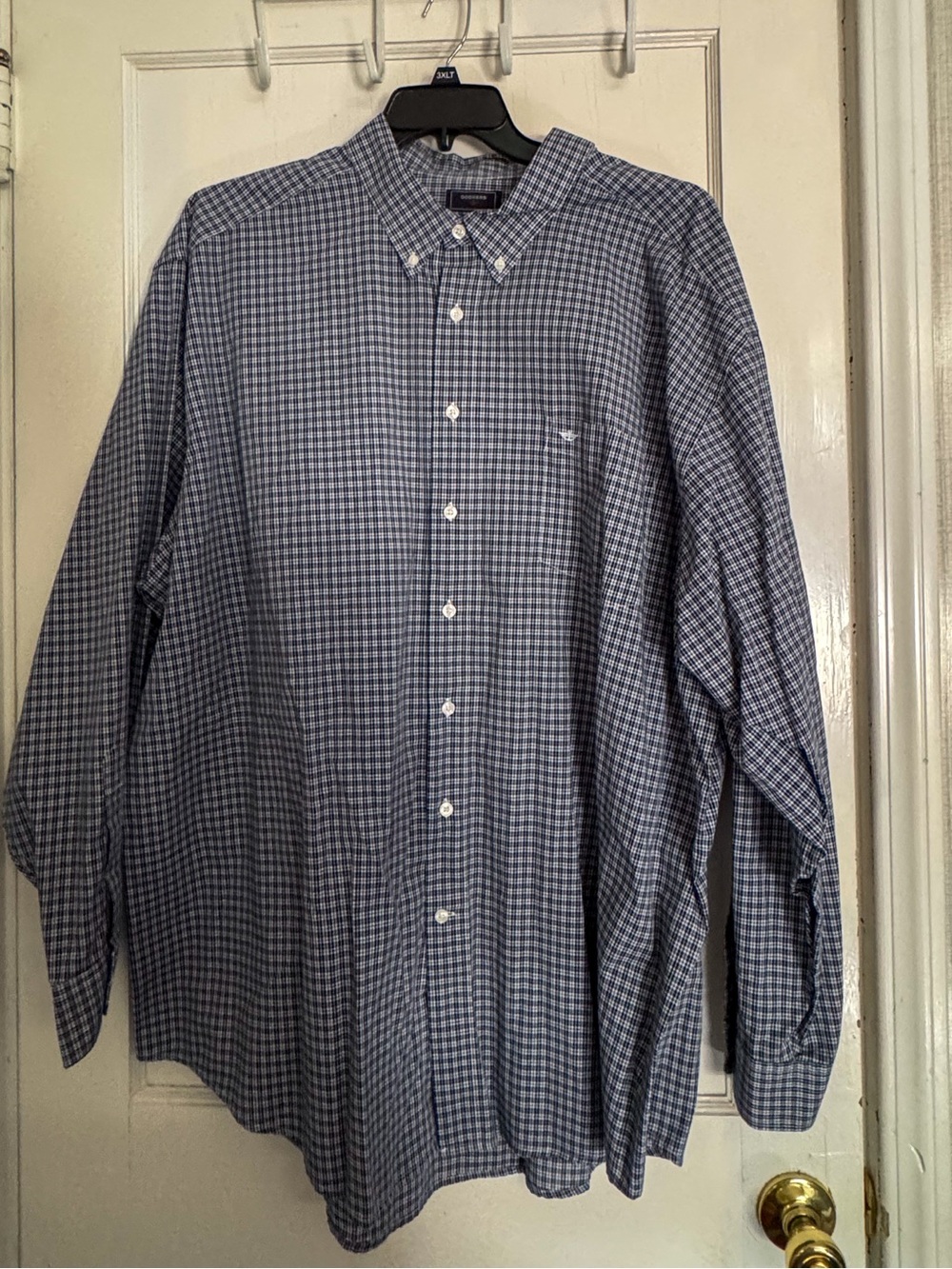 Dockers Men’s 3XLT Big & Tall Plaid Button Down Shirt Long Sleeve Blue White